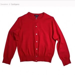 Lands`End 100%cotton Red cardigan